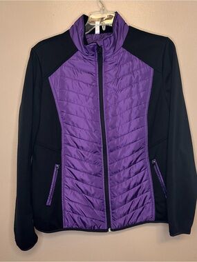 exertek Purple and Black Quilted-Panel Full-Zip Jacket
